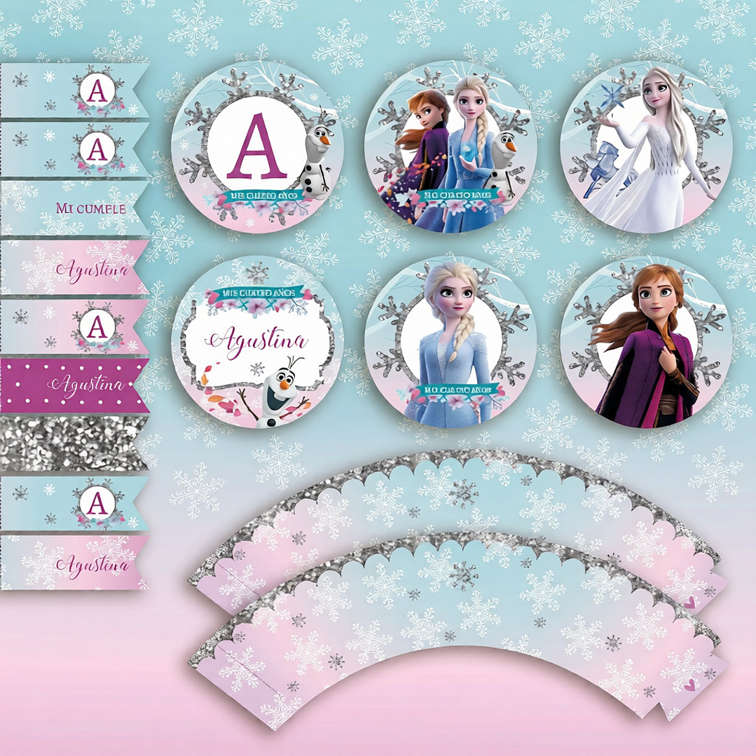 Kit Imprimible Frozen, Anna Y Elsa, Frozen 2, Editable Pdf Cumpleaños 4