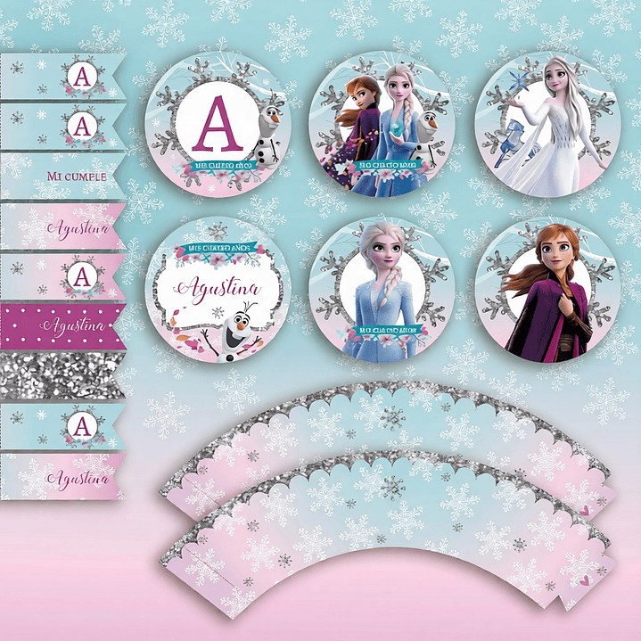 Kit Imprimible Frozen, Anna Y Elsa, Frozen 2, Editable Pdf Cumpleaños 4