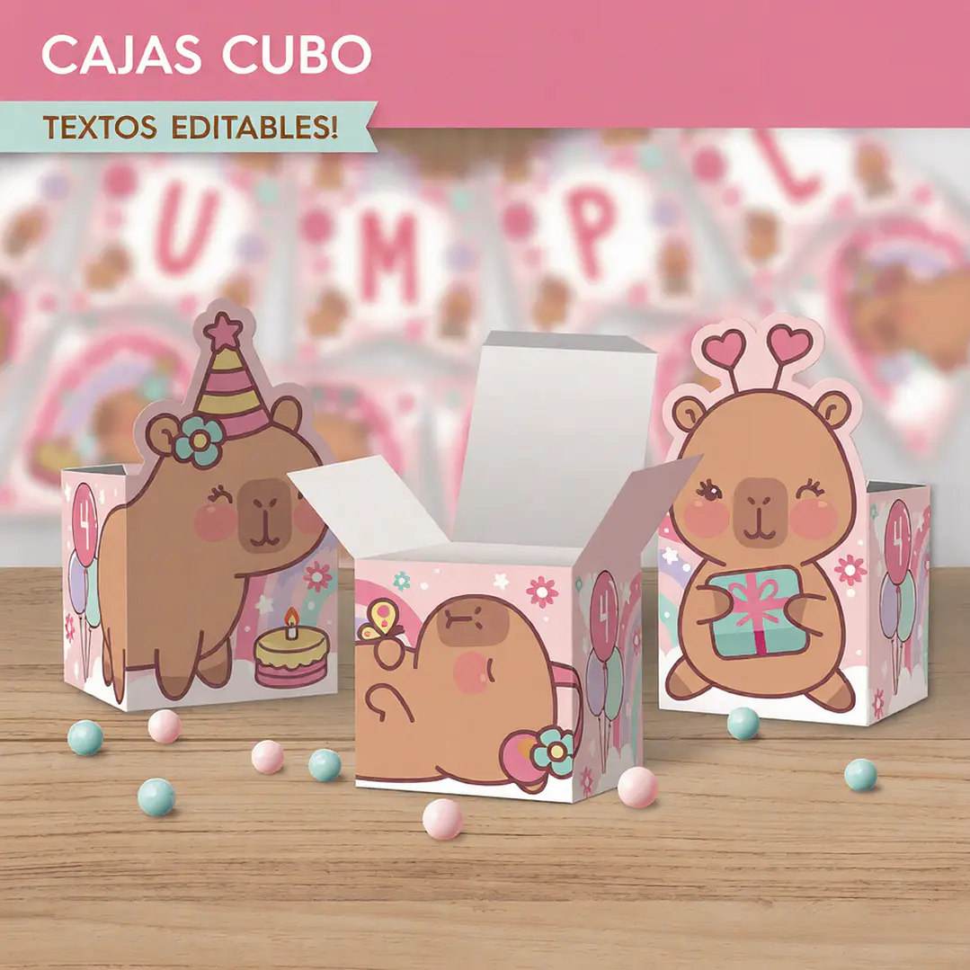 Capibara rosa: cajas cubo Descarga GRATIS 1
