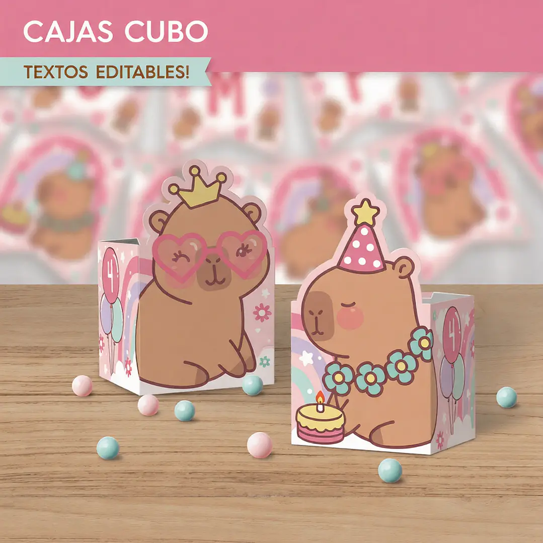 Capibara rosa: cajas cubo Descarga GRATIS 2