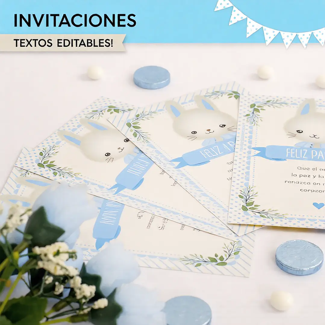 Conejito: invitación imprimible y digital Descarga GRATIS 1