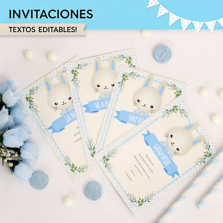 Conejito: invitación imprimible y digital Descarga GRATIS 4