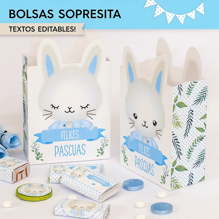 Conejito: bolsas sorpresita para imprimir  Descarga GRATIS 1