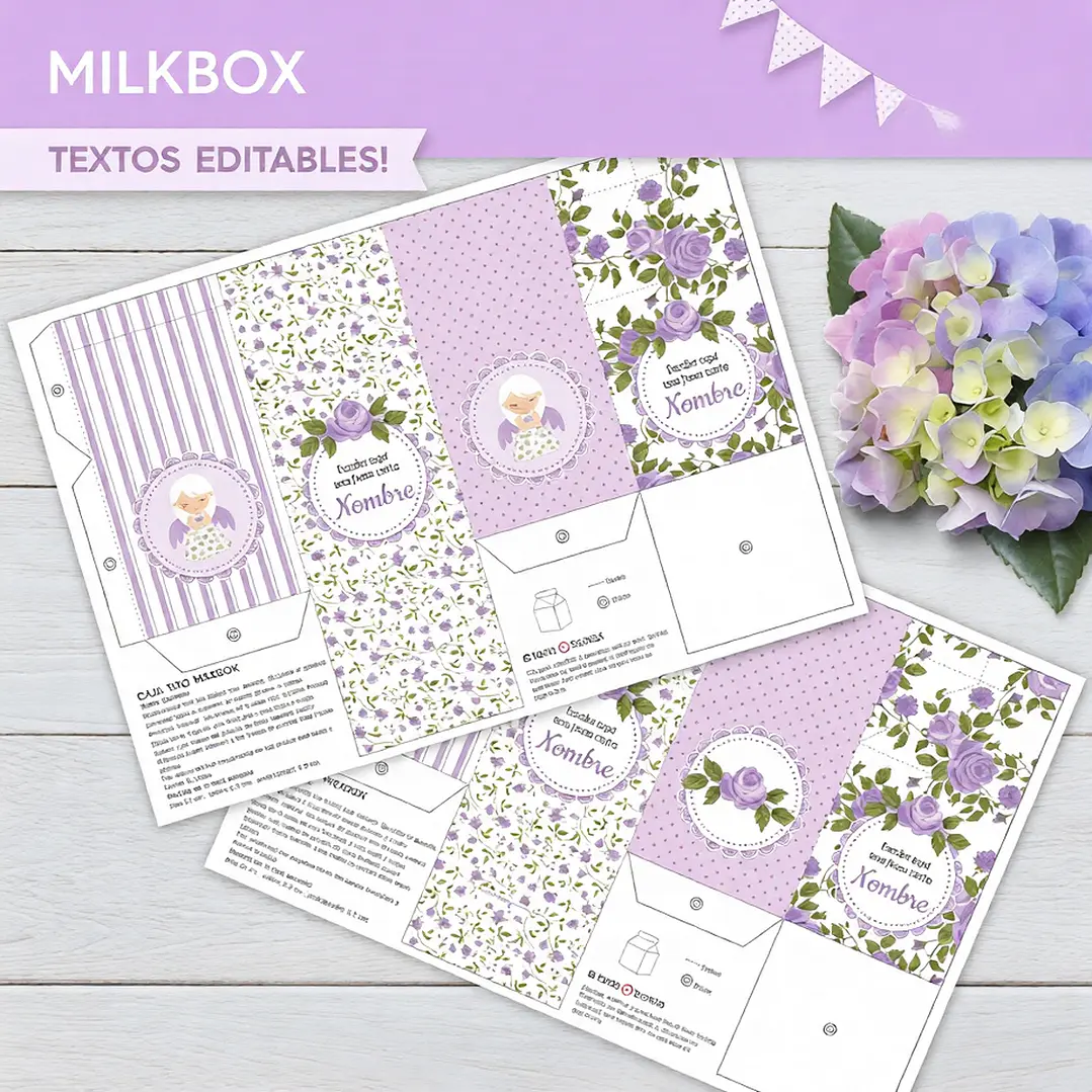 Shabby Chic Lila: cajitas milkbox Descarga GRATIS 1