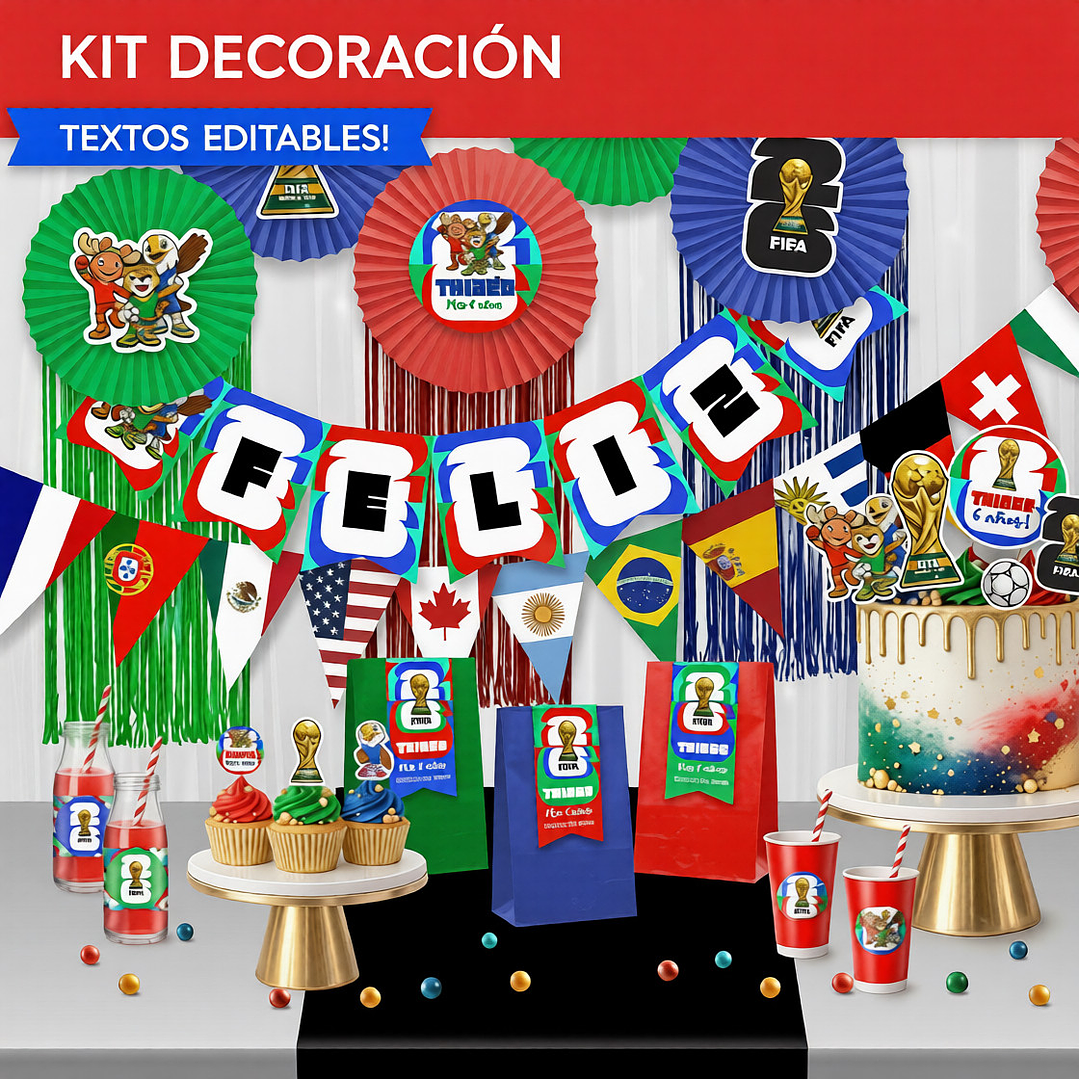 Mundial de fútbol 2026: kit imprimible decoración de fiesta DESCARGA GRATIS !!! 1