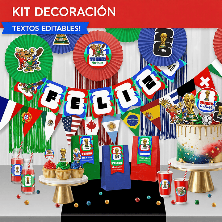 Mundial de fútbol 2026: kit imprimible decoración de fiesta DESCARGA GRATIS !!! 1