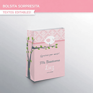 Pajarito rosa: bolsa sorpresita para imprimir Descarga GRATIS