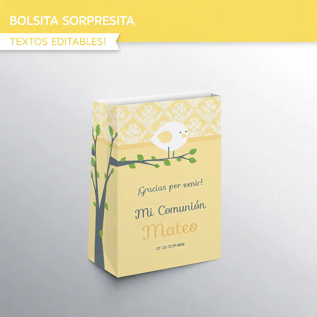 Pajarito amarillo: bolsa sorpresita para imprimir Descarga GRATIS 1