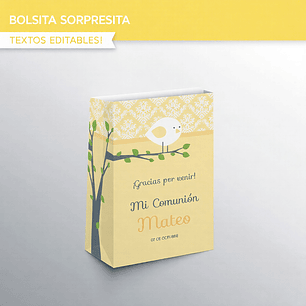 Pajarito amarillo: bolsa sorpresita para imprimir Descarga GRATIS