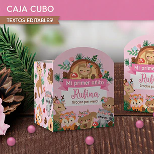 Animales del bosque rosa: caja cubo Descarga GRATIS