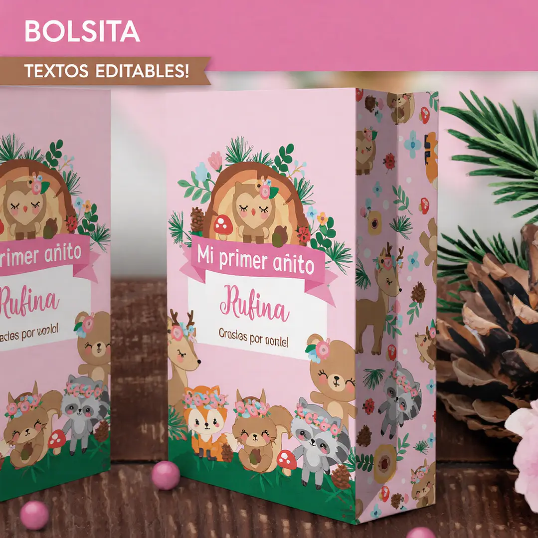 Animales del bosque rosa: bolsa sorpresita Descarga GRATIS 1