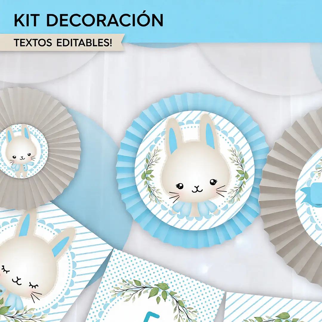 Conejito: kit imprimible decoración de fiesta Descarga GRATIS 2