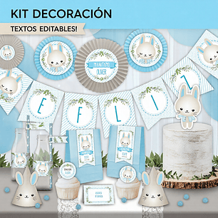 Conejito: kit imprimible decoración de fiesta Descarga GRATIS