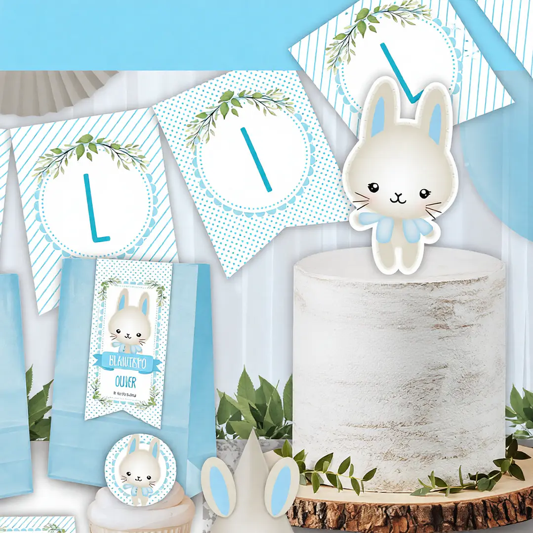 Conejito: kit imprimible decoración de fiesta Descarga GRATIS 3