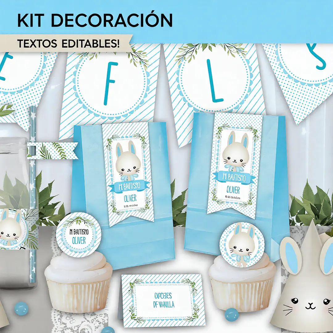 Conejito: kit imprimible decoración de fiesta Descarga GRATIS 4