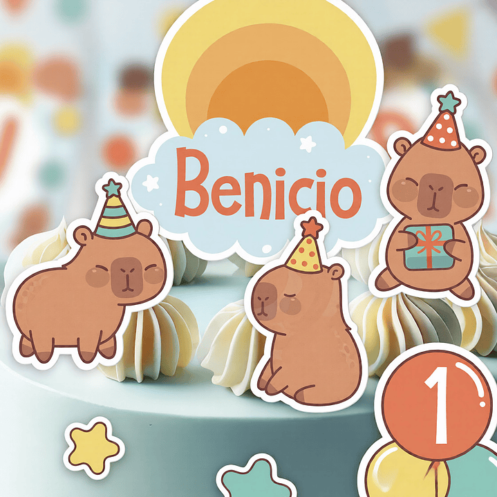 Capibara celeste: imágenes para decorar la torta Descarga GRATIS 2