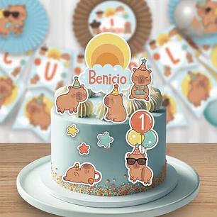 Capibara celeste: imágenes para decorar la torta Descarga GRATIS