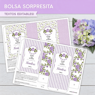 Shabby Chic Lila: bolsas sorpresita para imprimir Descarga GRATIS