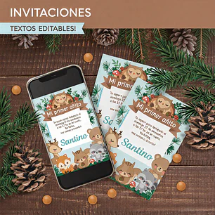 Animales del bosque celeste: invitación imprimible y digital Descarga GRATIS