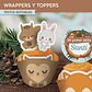 Animales del bosque celeste: wrappers y toppers cupcakes Descarga GRATIS - Miniatura 2