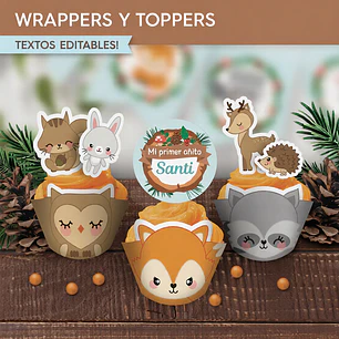 Animales del bosque celeste: wrappers y toppers cupcakes Descarga GRATIS