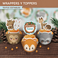 Animales del bosque celeste: wrappers y toppers cupcakes Descarga GRATIS - Miniatura 1