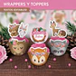 Animales del bosque rosa: wrappers y toppers cupcakes Descarga GRATIS - Miniatura 1
