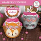 Animales del bosque rosa: wrappers y toppers cupcakes Descarga GRATIS - Miniatura 3