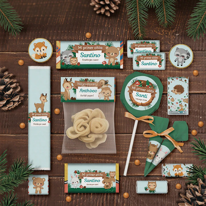 Animales del bosque celeste: kit etiquetas de golosinas Descarga GRATIS 3