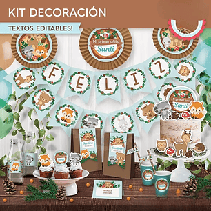 Animales del bosque celeste: kit imprimible decoración de fiesta Descarga GRATIS