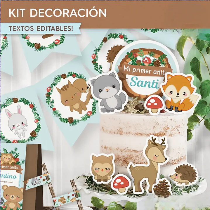Animales del bosque celeste: kit imprimible decoración de fiesta Descarga GRATIS 2
