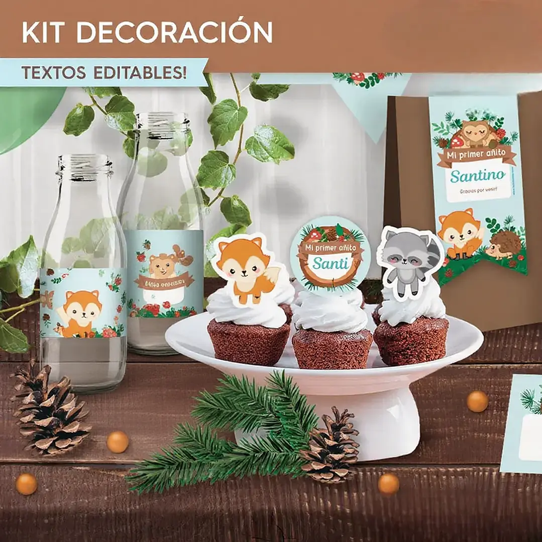 Animales del bosque celeste: kit imprimible decoración de fiesta Descarga GRATIS 3