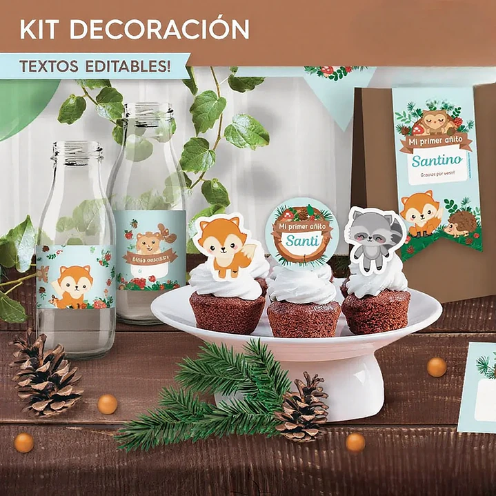 Animales del bosque celeste: kit imprimible decoración de fiesta Descarga GRATIS 3