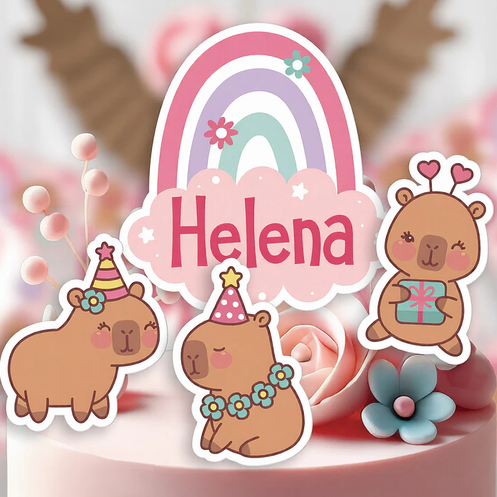 Capibara rosa: imágenes para decorar la torta Descarga GRATIS 2