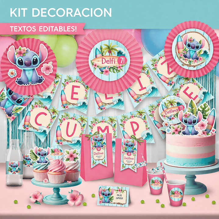 Stitch: decoración de fiesta para imprimir GRATIS  1