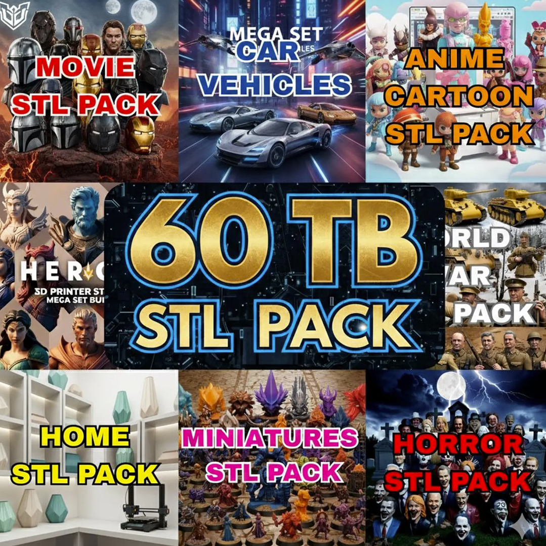 Paquete enorme de archivos STL para impresión 3D: 60 TB / Más de 90 000 archivos / Acceso completo de por vida + Catálogo de vista previa organizado / Descarga instantánea 1