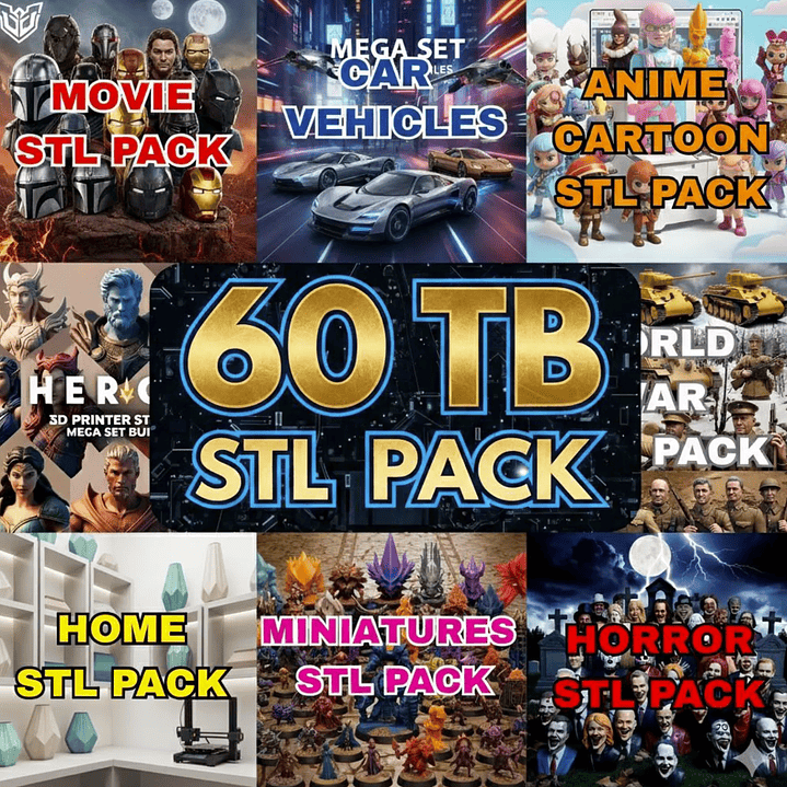 Paquete enorme de archivos STL para impresión 3D: 60 TB / Más de 90 000 archivos / Acceso completo de por vida + Catálogo de vista previa organizado / Descarga instantánea 1