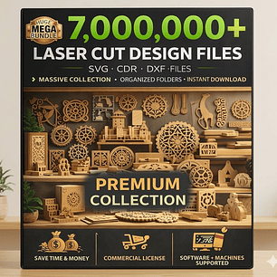 Mega paquete con más de 7 000 000 de archivos cortados con láser / SVG DXF / Diseños para CNC y láser de CO2 / Descarga instantánea