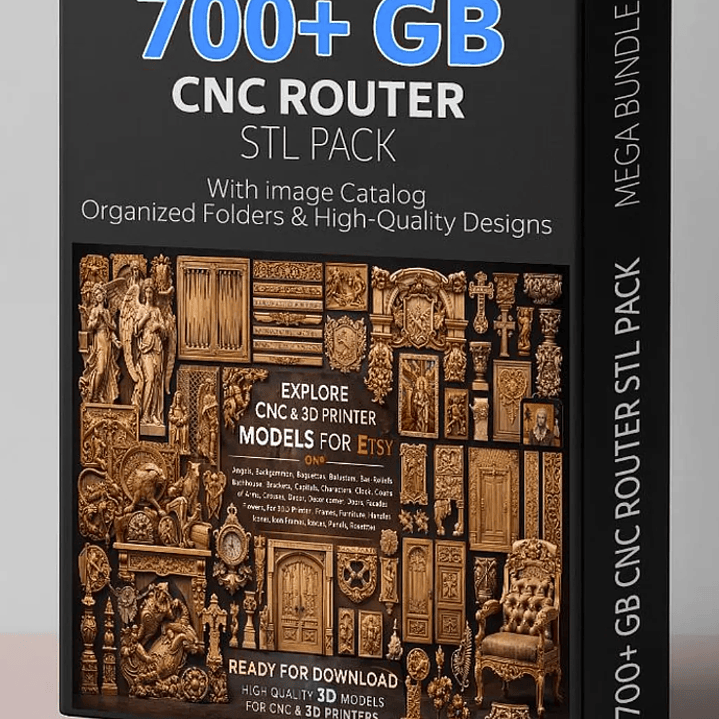 Megacatálogo STL de 700 GB: Paquete de modelos en relieve 3D para fresadora CNC / Diseños de fresado y tallado / Descarga digital / Uso comercial 1