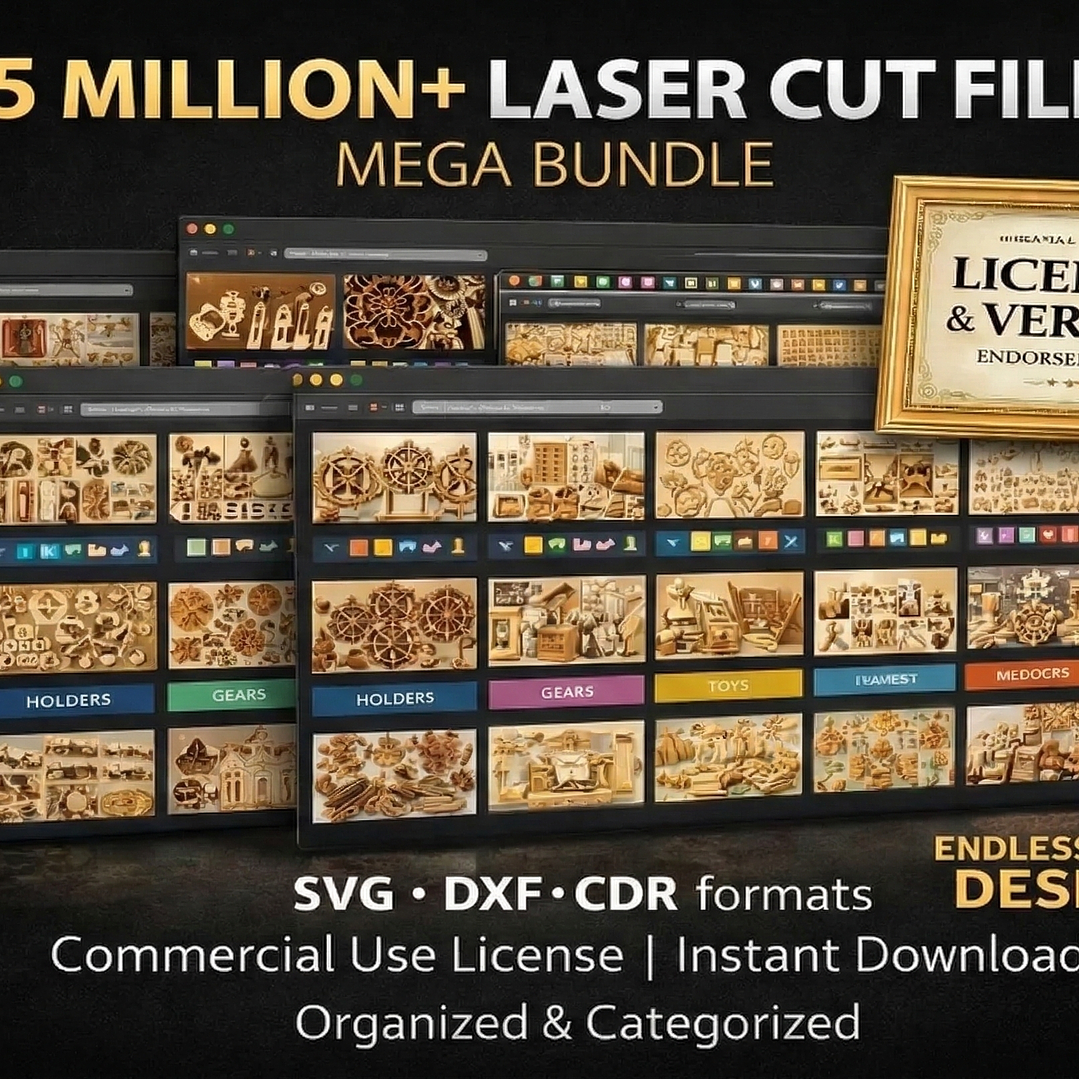 Mega paquete con más de 5 000 000 de archivos cortados con láser: SVG, DXF, EPS, CDR, AI, diseños CNC, CO2 y fibra, licencia comercial. 1