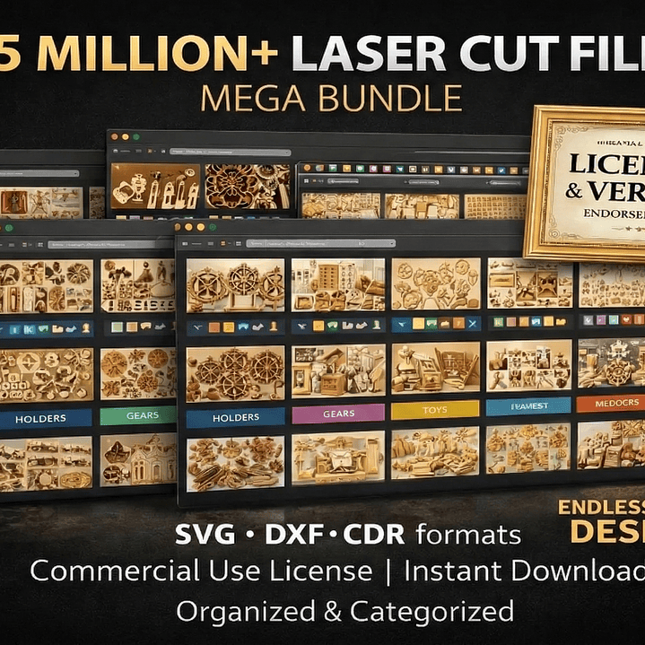 Mega paquete con más de 5 000 000 de archivos cortados con láser: SVG, DXF, EPS, CDR, AI, diseños CNC, CO2 y fibra, licencia comercial. 1