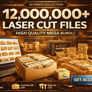 Bóveda de 12 millones de diseños cortados con láser: megacatálogo seleccionado, descarga instantánea para fabricantes de láser y CNC (SVG, DXF, AI para Glowforge xTool)