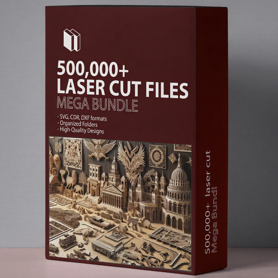 Paquete de 500 000 archivos cortados con láser, SVG, DXF, 3D, 2D, diseños de corte CNC, archivos Ai, Cdr, Eps, plantillas de patrones de grabado vectorial. 1