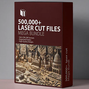 Paquete de 500 000 archivos cortados con láser, SVG, DXF, 3D, 2D, diseños de corte CNC, archivos Ai, Cdr, Eps, plantillas de patrones de grabado vectorial.