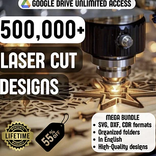Megapaquete de archivos cortados por láser / Más de 500.000 diseños SVG, DXF y CDR / Archivos CNC Glowforge xTool / Plantillas de corte de CO2 / Paquete de grabado vectorial