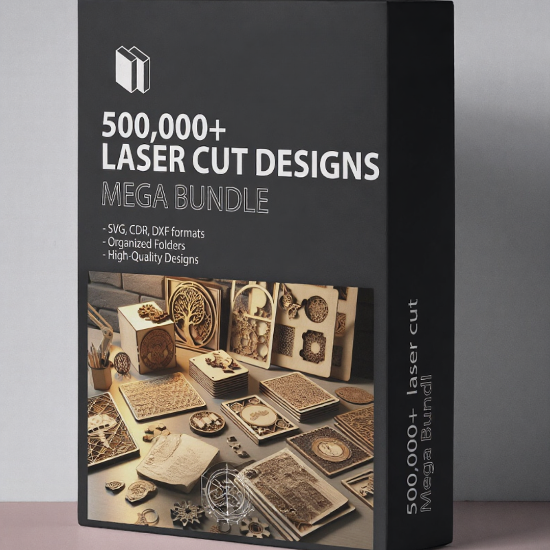 Megapaquete de archivos de corte y grabado láser / 500.000 diseños para láseres de diodo CO2 y fibra / Compatible con Lightburn y Xtool / Proyectos SVG, DXF y AI 1