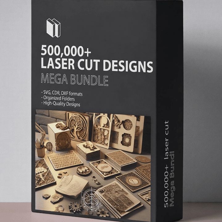 Megapaquete de archivos de corte y grabado láser / 500.000 diseños para láseres de diodo CO2 y fibra / Compatible con Lightburn y Xtool / Proyectos SVG, DXF y AI 1