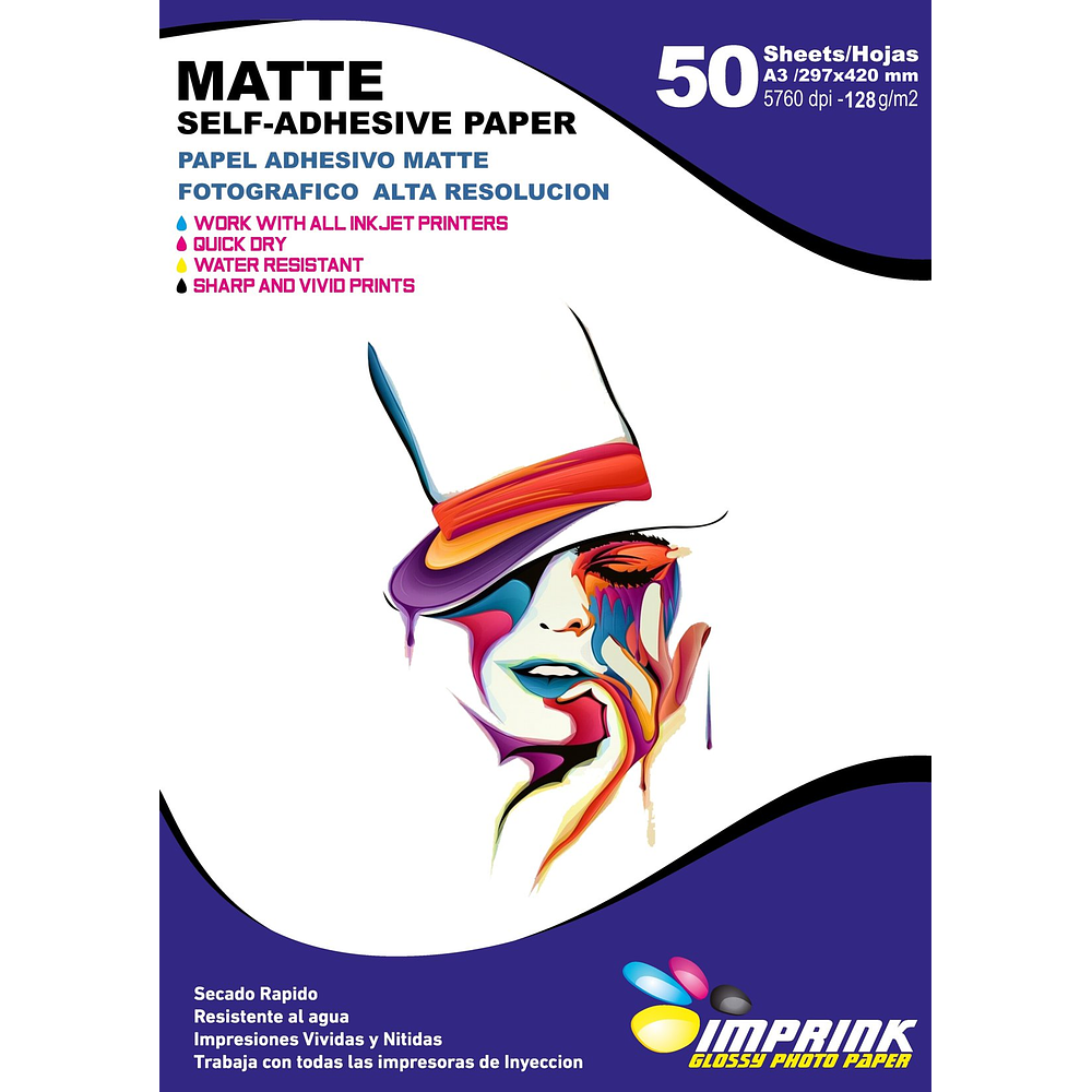 Papel Adhesivo Matte A3/128g 50 Hojas