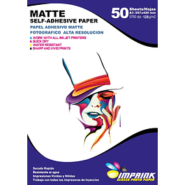 Papel Adhesivo Matte A3/128g 50 Hojas
