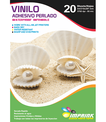 OFERTA!! Vinilo Adhesivo Perlado Imprimible A4/20hojas